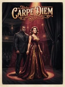 Carpe Diem Urdu novel by Rabia Khan cover showing actress Saleena with her bodyguard Yasir behind her