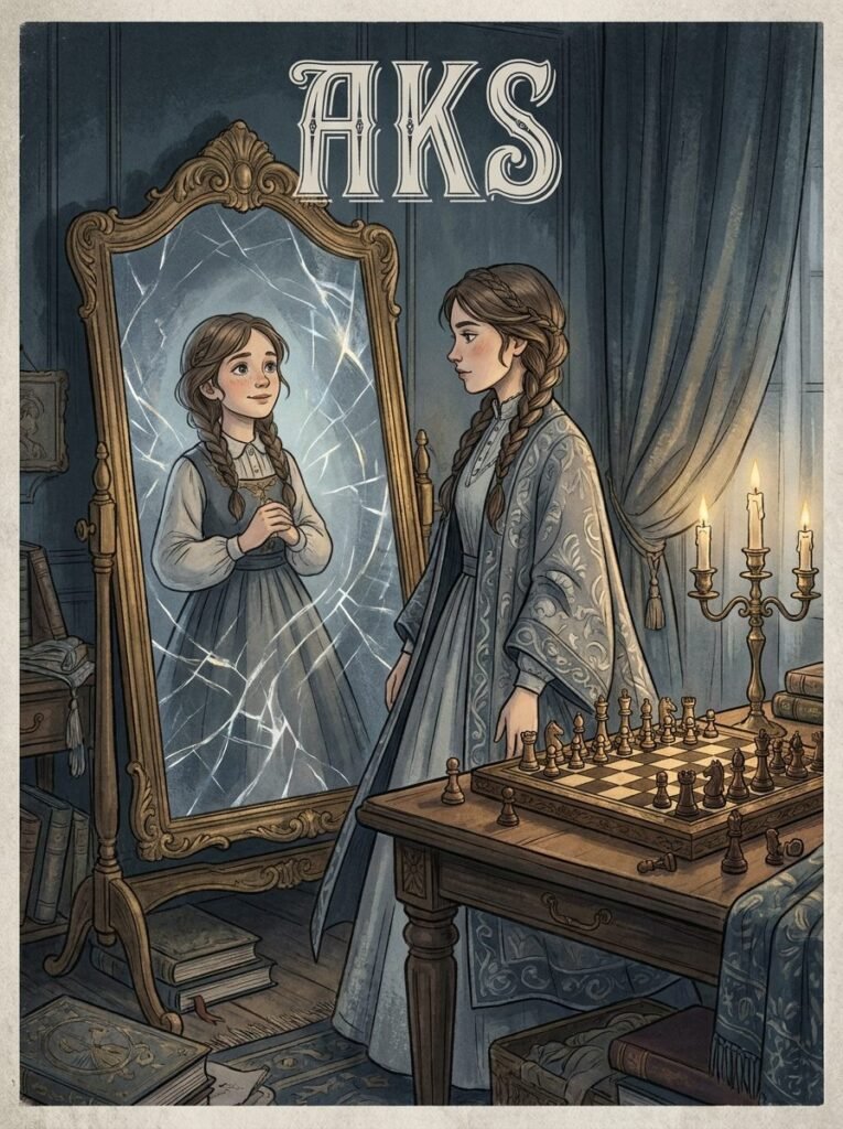 Aks Urdu novel by Umera Ahmed cover showing a woman standing before an antique mirror