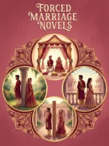 Guide to Mirha Shah's forced marriage Urdu novels showing couples at a wedding setting