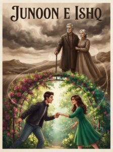 Junoon e Ishq Urdu novel by Zainab Rajpoot cover showing couples connecting across two generations