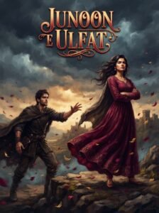 Junoon e Ulfat Urdu novel by Mehwish Ali cover showing Imran reaching toward Amber