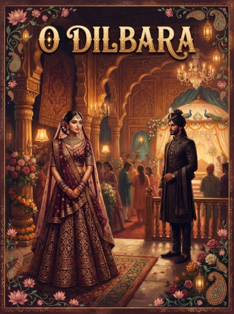 O Dilbara Urdu novel by Hina Rameen cover showing Khan watching Dilbara across a room