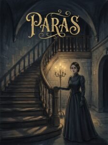 Paras Urdu novel by Nimra Ahmed cover showing a woman standing on a grand staircase