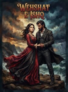 Wehshat e Ishq Urdu novel by Wahiba Fatima cover showing Zaroon and Meerab standing together