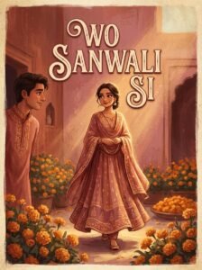 Wo Sanwali Si Urdu novel by Fari Khan cover showing Rubab standing in a joint family courtyard