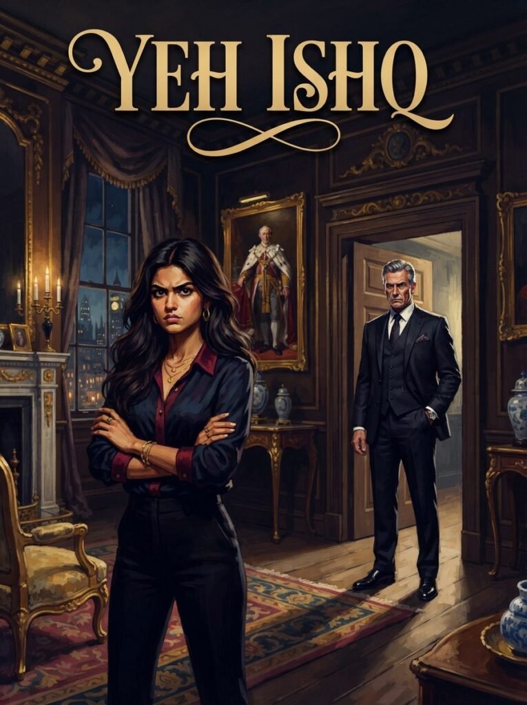 Yeh Ishq Urdu novel by Hamna Tanveer cover showing Daneen standing in an opulent room