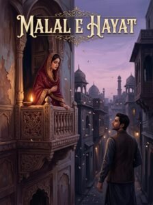 Malal e Hayat Urdu novel by Fatima Niazi cover showing Dilkash and Hashim Junejo at dusk