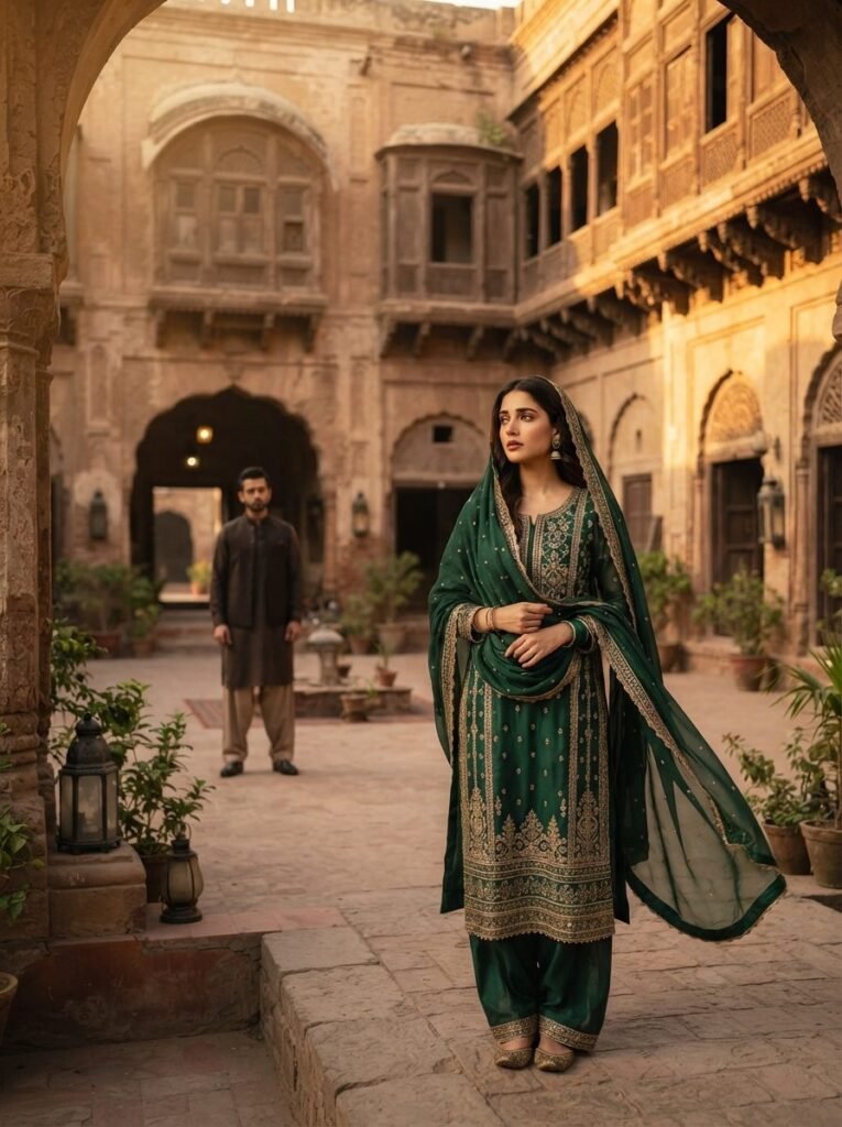 Takmeel e Hayat Urdu novel by Zainab Rajpoot cover showing a woman standing near an old haveli