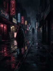 The Evil Lady Urdu novel by Mahi Shah cover showing a woman standing on a Karachi city street